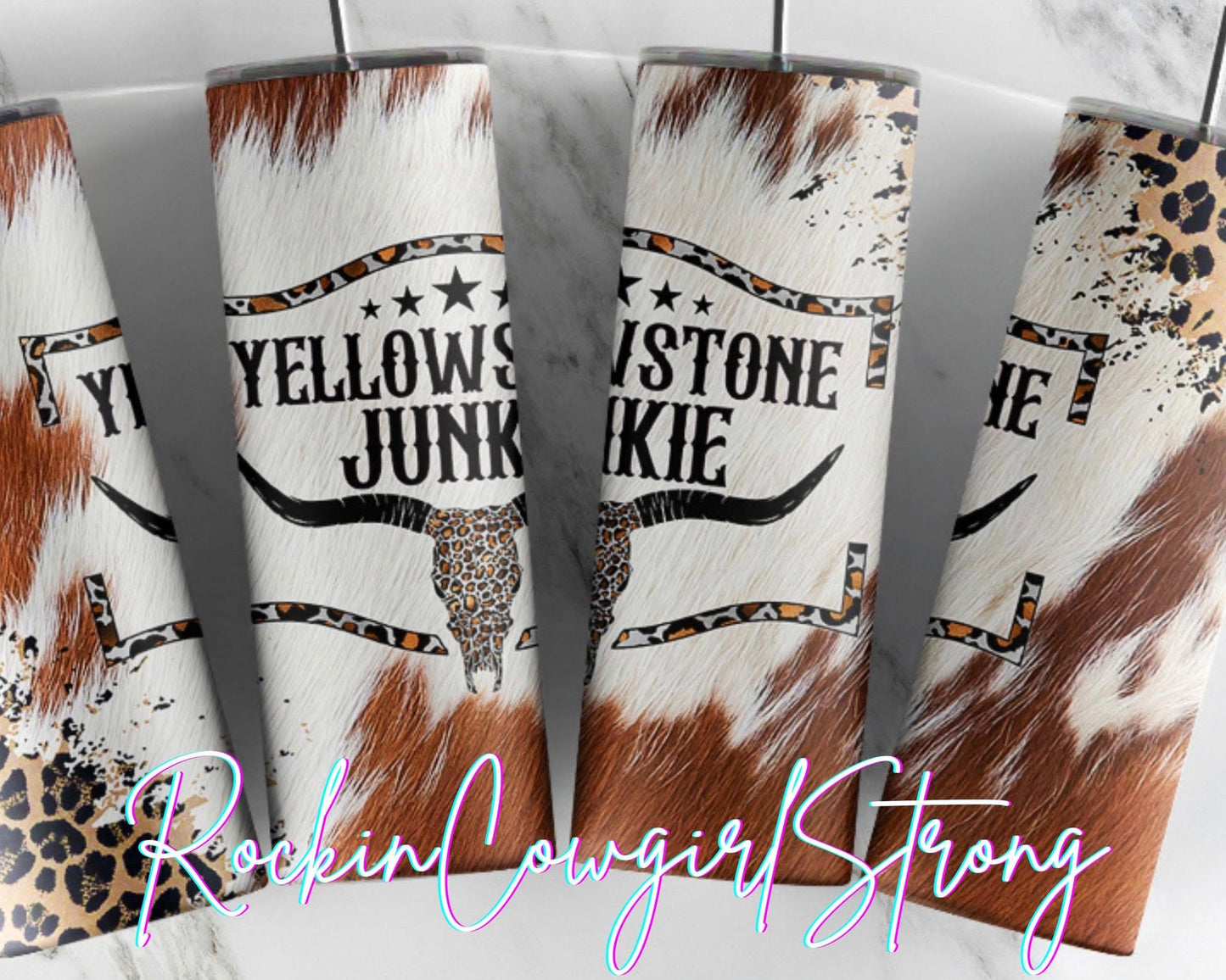 Junkie Brown Cowhide Skinny Tumbler 20 Oz
