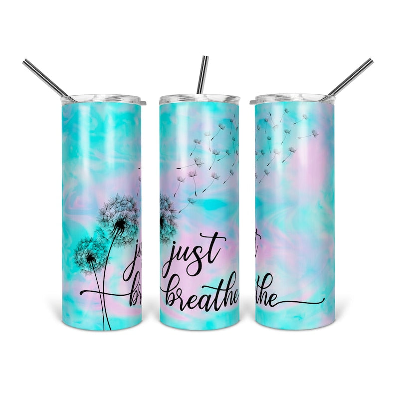 Just Breathe Dandelion Skinny Tumbler 20 Oz