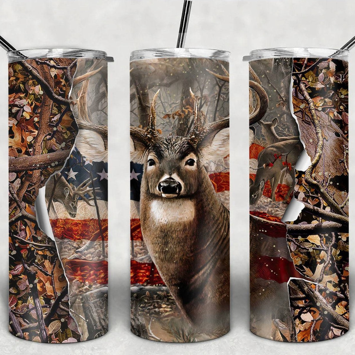 Patriotic BUCK Skinny Tumbler 20 Oz