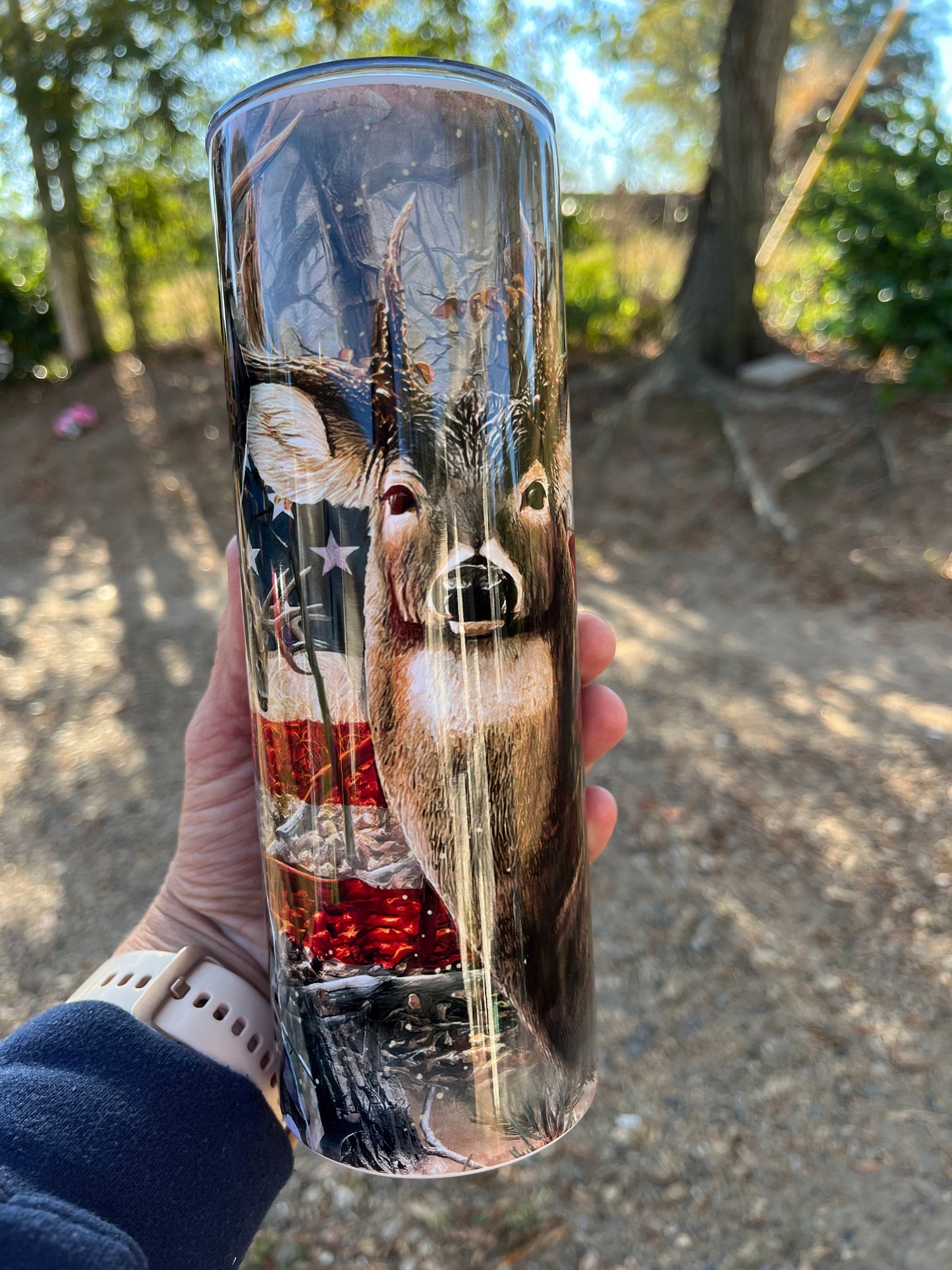 Patriotic BUCK Skinny Tumbler 20 Oz
