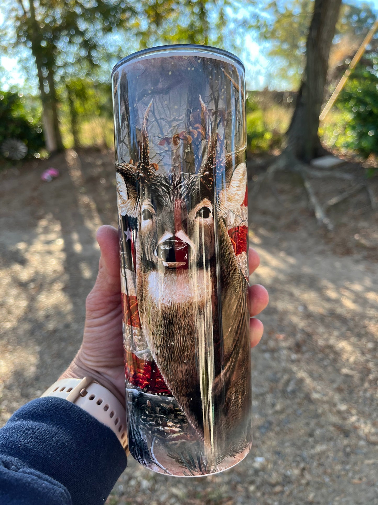 Patriotic BUCK Skinny Tumbler 20 Oz