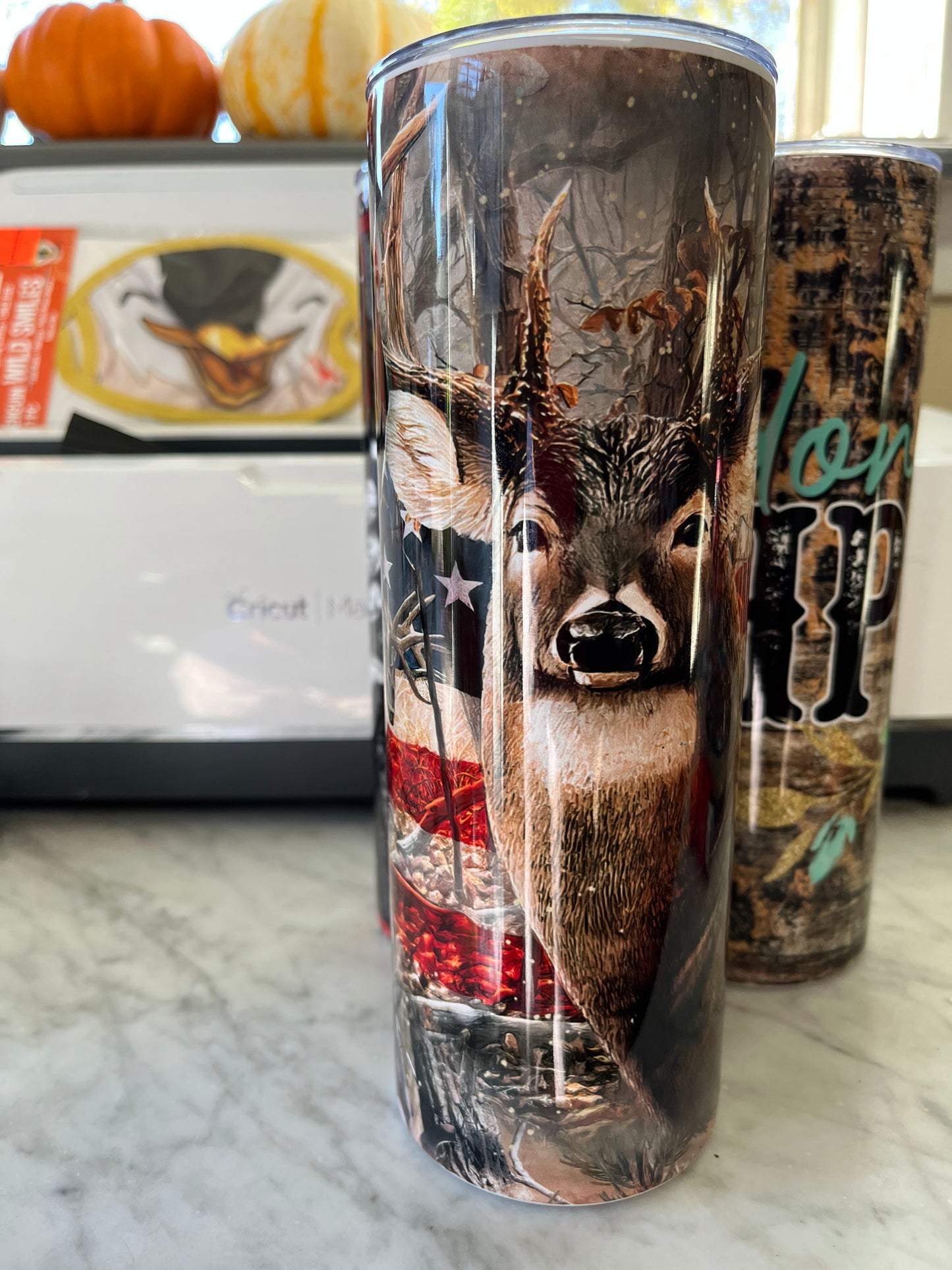 Patriotic BUCK Skinny Tumbler 20 Oz