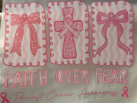 Faith Over Fear Breast Cancer Awareness DTF Unisex SoftStyle T-Shirt