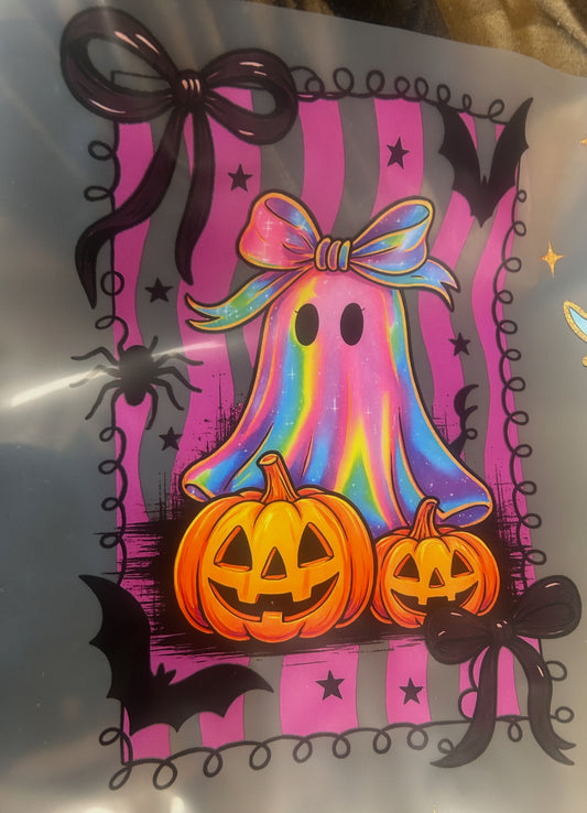 Sparkly Spooky Ghost Iridescent DTF Halloween Fall Unisex SoftStyle T-Shirt