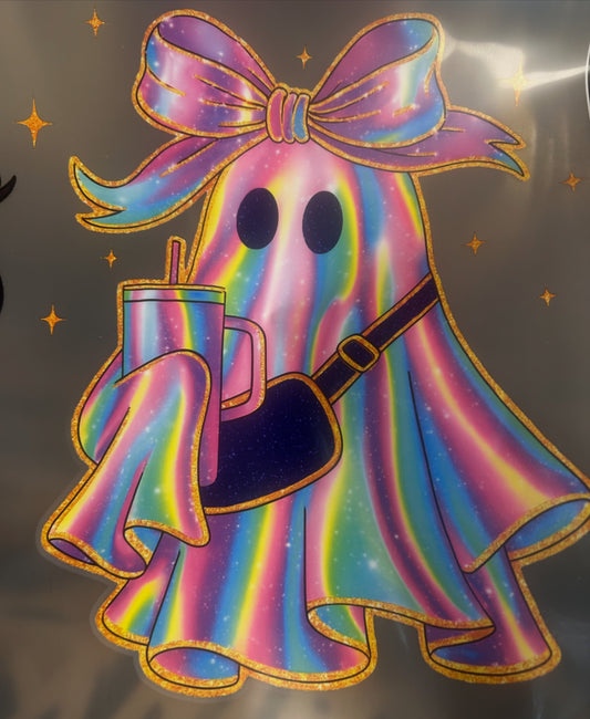 Scary Ghost Glitter Iridescent Fall Halloween   Unisex SoftStyle T-Shirt