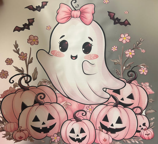Scary Cute Ghost Pink Pumpkins Halloween  Fall DTF Unisex SoftStyle T-Shirt